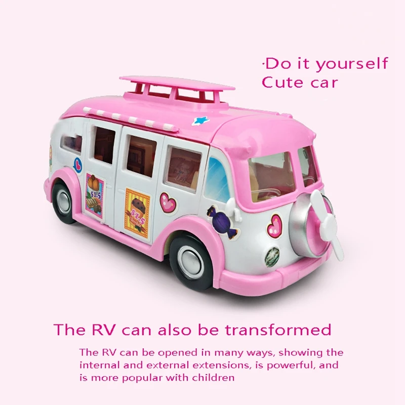 Set Mobil Piknik Anak FBIL-Camper Car, Set RV Es Krim, Rumah DIY, Mobil Piknik Konvertibel, Kursi Anak, Stiker
