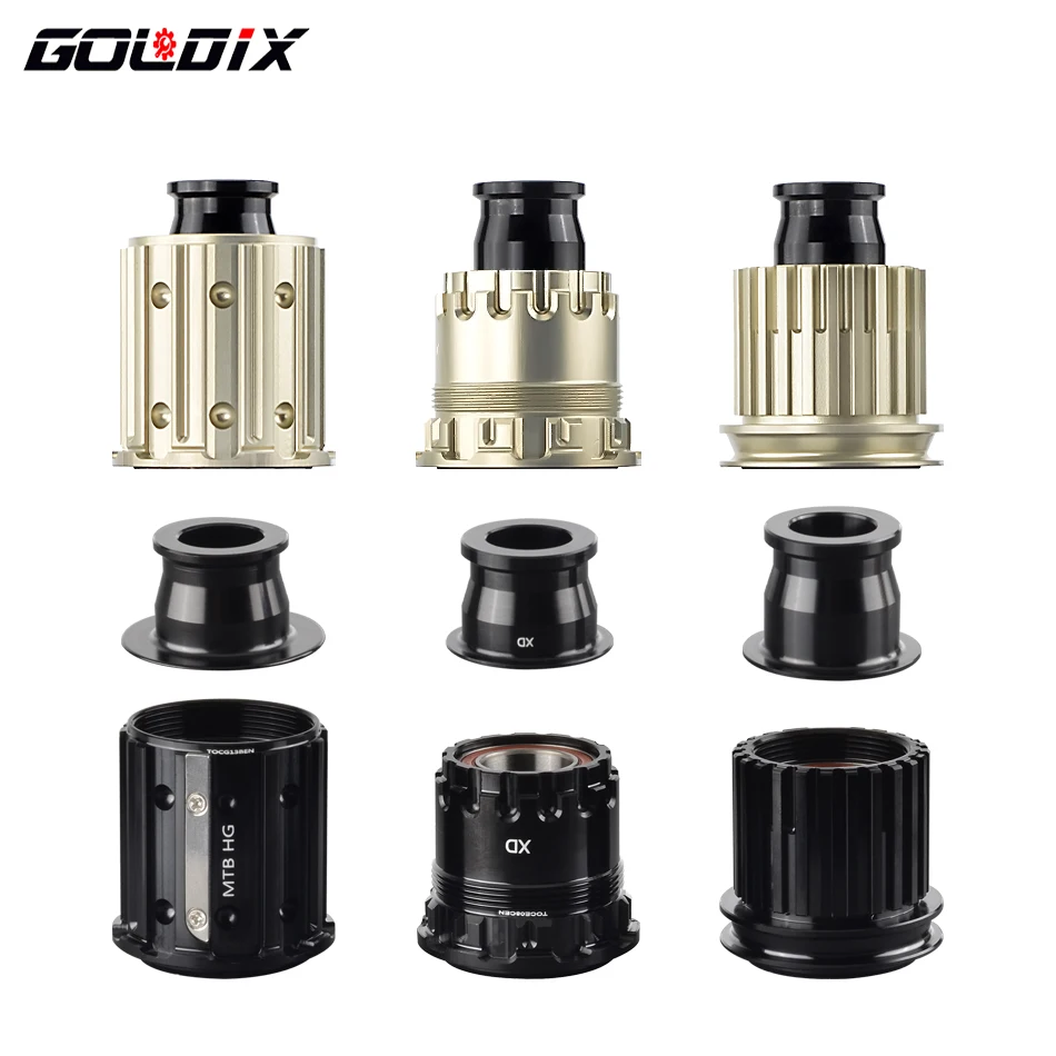 GOLDIX Bicycle Hub Adapter with QR/THRU End Cap HG/XD/MS Bicycle Hub Body for MTB/Road Bike Freehub