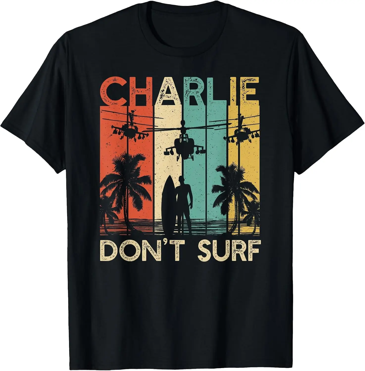 Charlie Don't Surf Shirt Military Vietnam War Apocalypse T-Shirt Fashion Unisex Graphic Pattern T‑Shirt Casual Daily Wear Crew Neck Short Sleeve Soft Cotton Unique Design Tee Tops For Men Women.