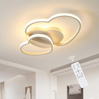 Dimmable LED Ceiling Light,64W Heart Ceiling Lamp 3000K/4500K/6500K,Chandelier White with Remote Control for Bedroom