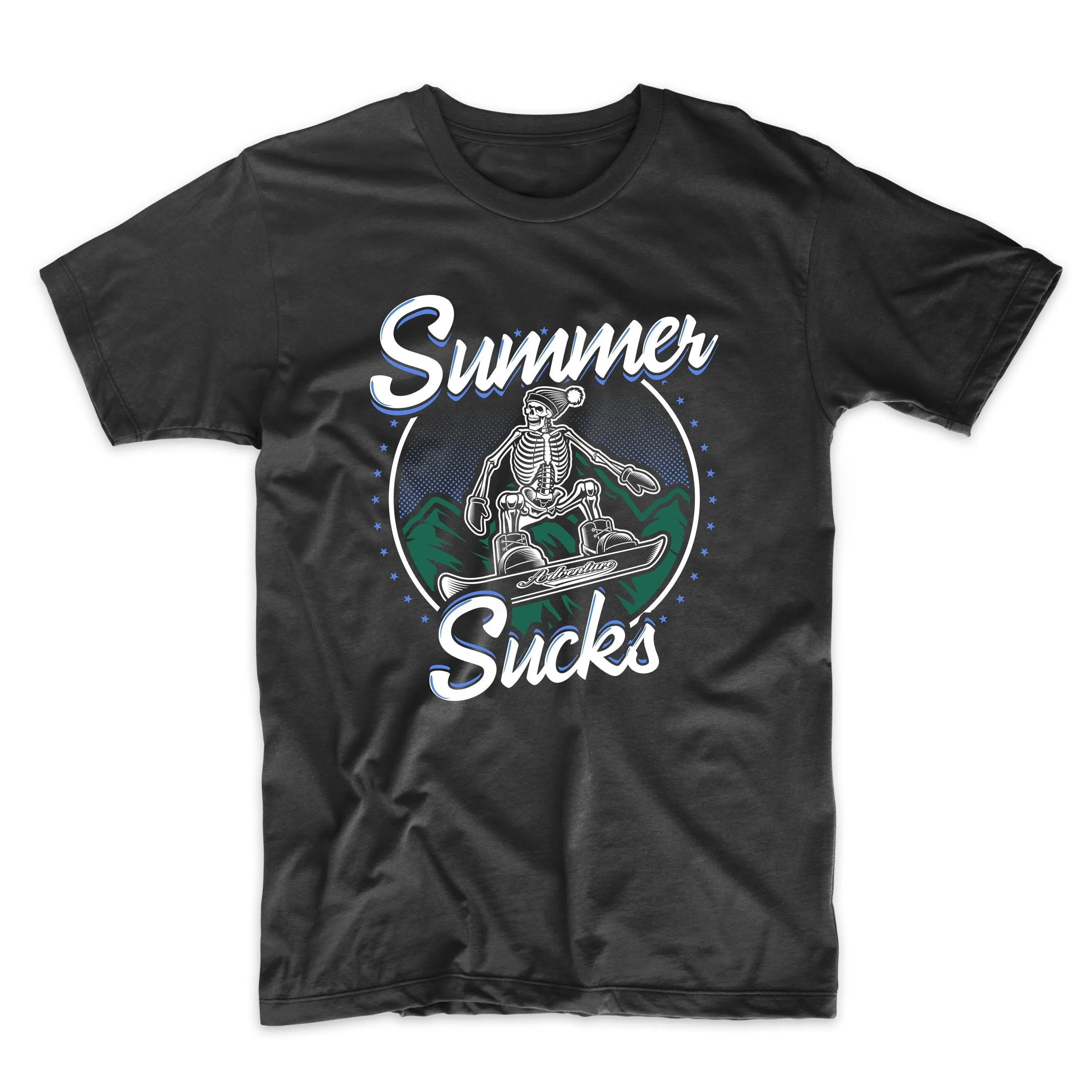 Men'S Snowboarding T Shirt Summer Sucks Snowboarder Skeleton Funny