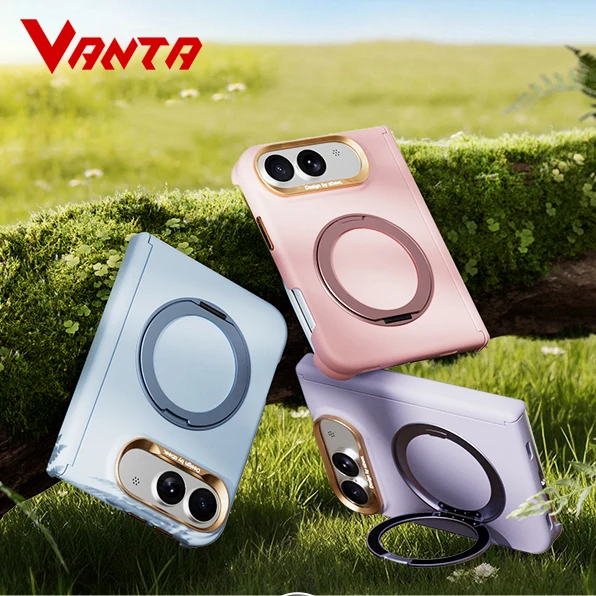 360 Rotating Magnetic Stand Skin Feel Phone Case for iPhone Duo 2026 Wide Folding for Magsafe Shockproof Hinge Protection Cover