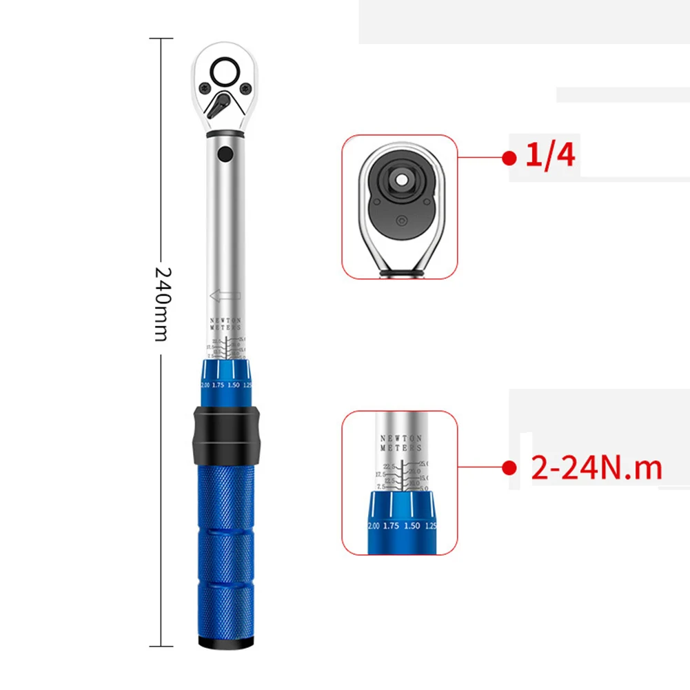 

1/4 Inch Wrench Adjustable Torque Wrench For Automotive Repair Ratcheting Head Rust Resistant For 1/4 Drive Sockets