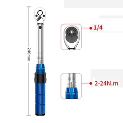 1/4 Inch Wrench Adjustable Torque Wrench For Automotive Repair Ratcheting Head Rust Resistant For 1/4 Drive Sockets