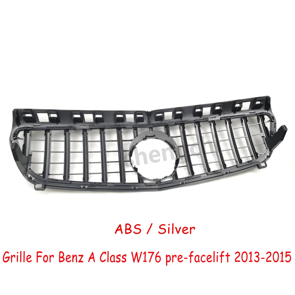 W176 GT Style Silver Front Bumper Grill for Mercedes A Class W176 Pre-facelift A180 A200 A220 A250 A45 Racing Grills 2013-2015