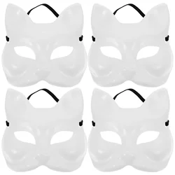 Blank Cat Masks for DIY Hand-Painted Animal Half Fox Masquerade Halloween Party Supplies