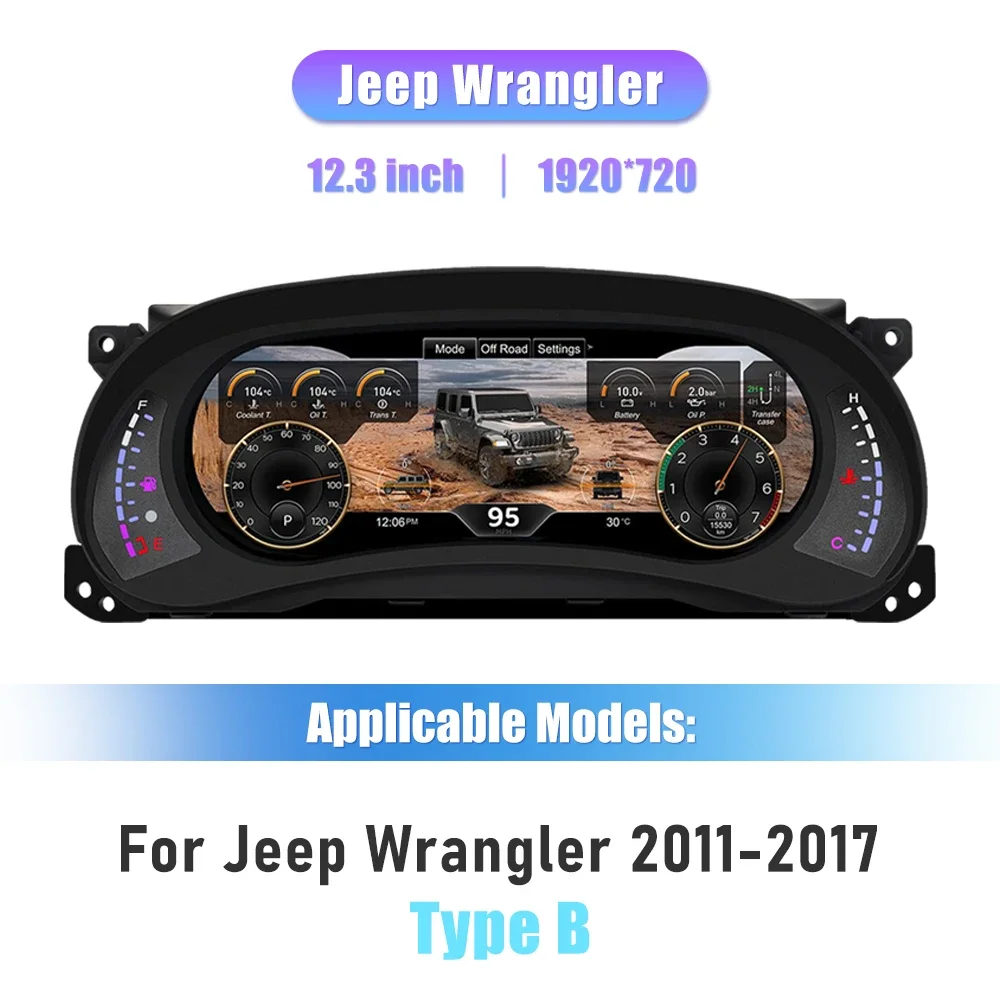 12.3 ''Digital Cluster Dashboard For Jeep Wrangler 2011-2017 Years Auto Lcd Paneel Snelheidsmeter Virtuele Cockpit Voor