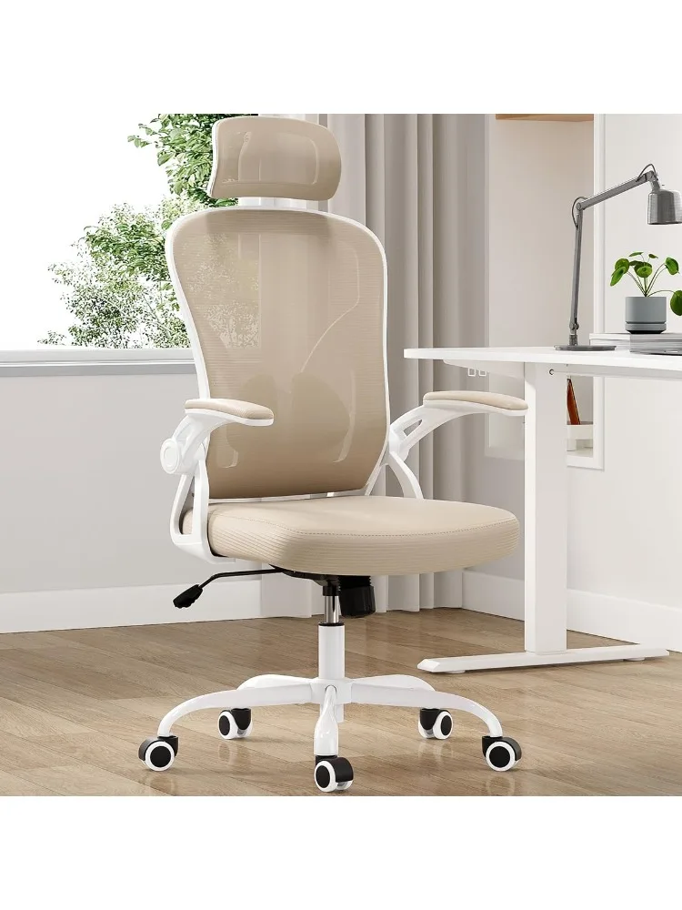 Ergonomic Office Chair, Home Office Desk Chair with Headrest, High Back Computer Chair with Flip-up Armrests and Adjustable