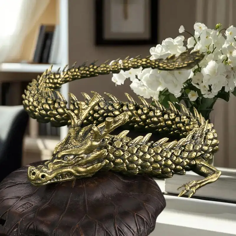 △ 1Pcs Moveable Body Joints Antique Alloy Lucky Dragon Desktop Office Crafts 3D Dragon Statue Ornament Home Decoration Gifts