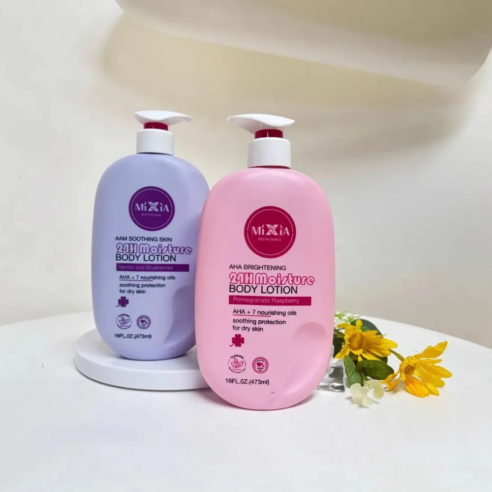 Vanille-Granatapfel-Körperlotion, 24 Stunden tiefe Feuchtigkeit, leichtes und nicht fettiges AHA-hellendes Hautpflegeprodukt, 473 ml