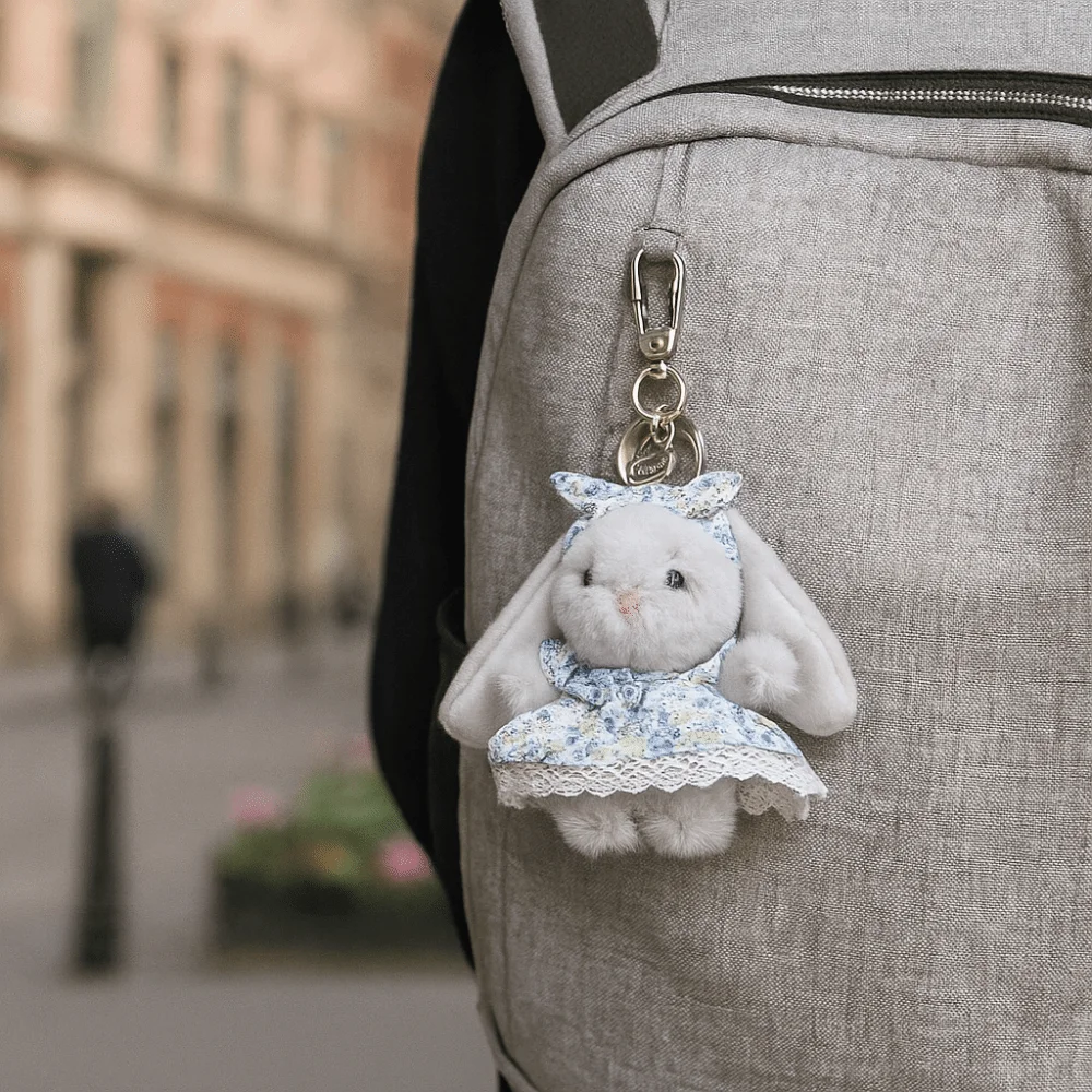 

Fashion Cartoon Rabbit Plush Pendant 12cm Soft Doll Keychain Kawaii Plush Plush Rabbit Key Ring Girls
