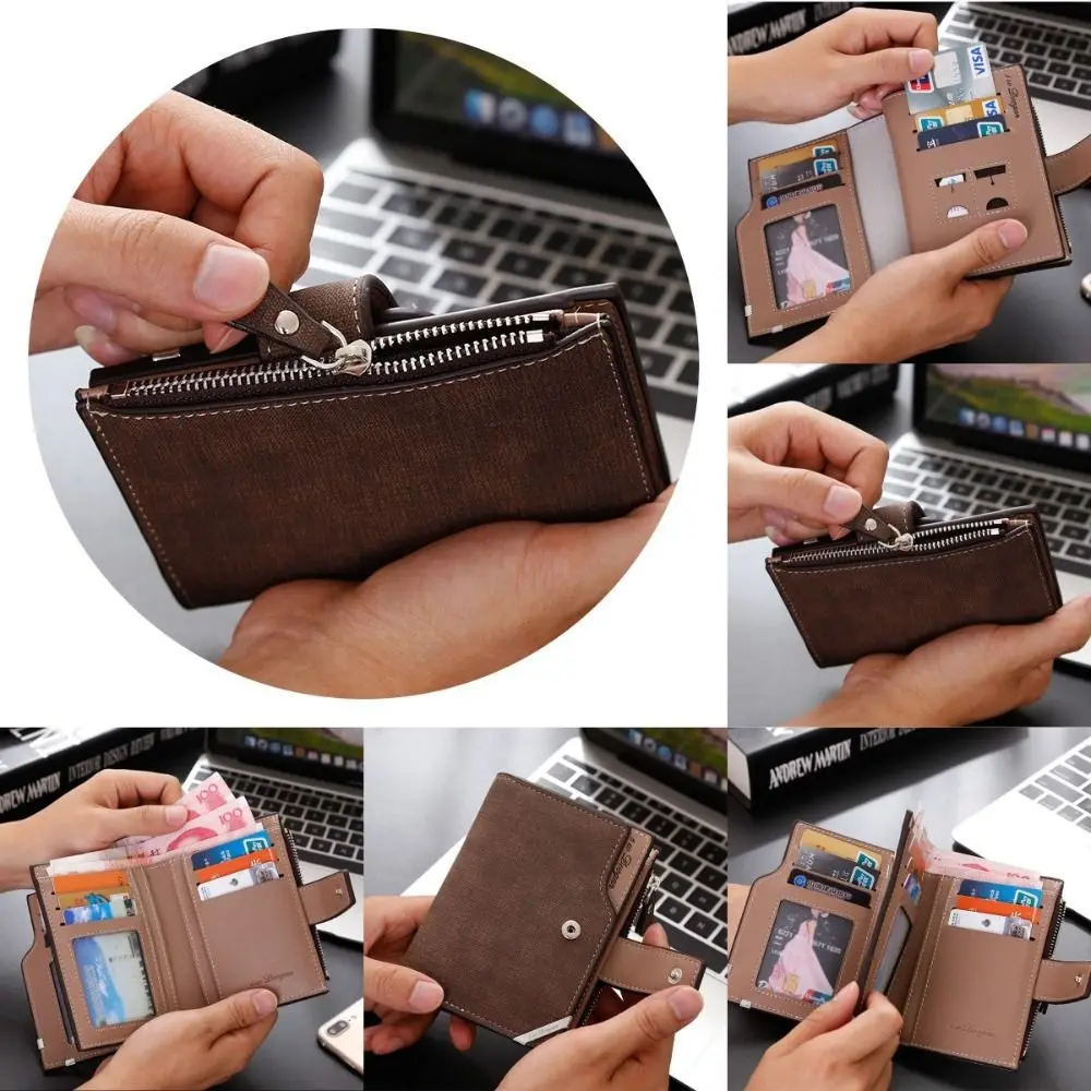 

Waterproof Men's Zip Wallet High Quality Leisure Multi-position Men's Short Wallet Contracted Large Capacity Card Wallet Travel