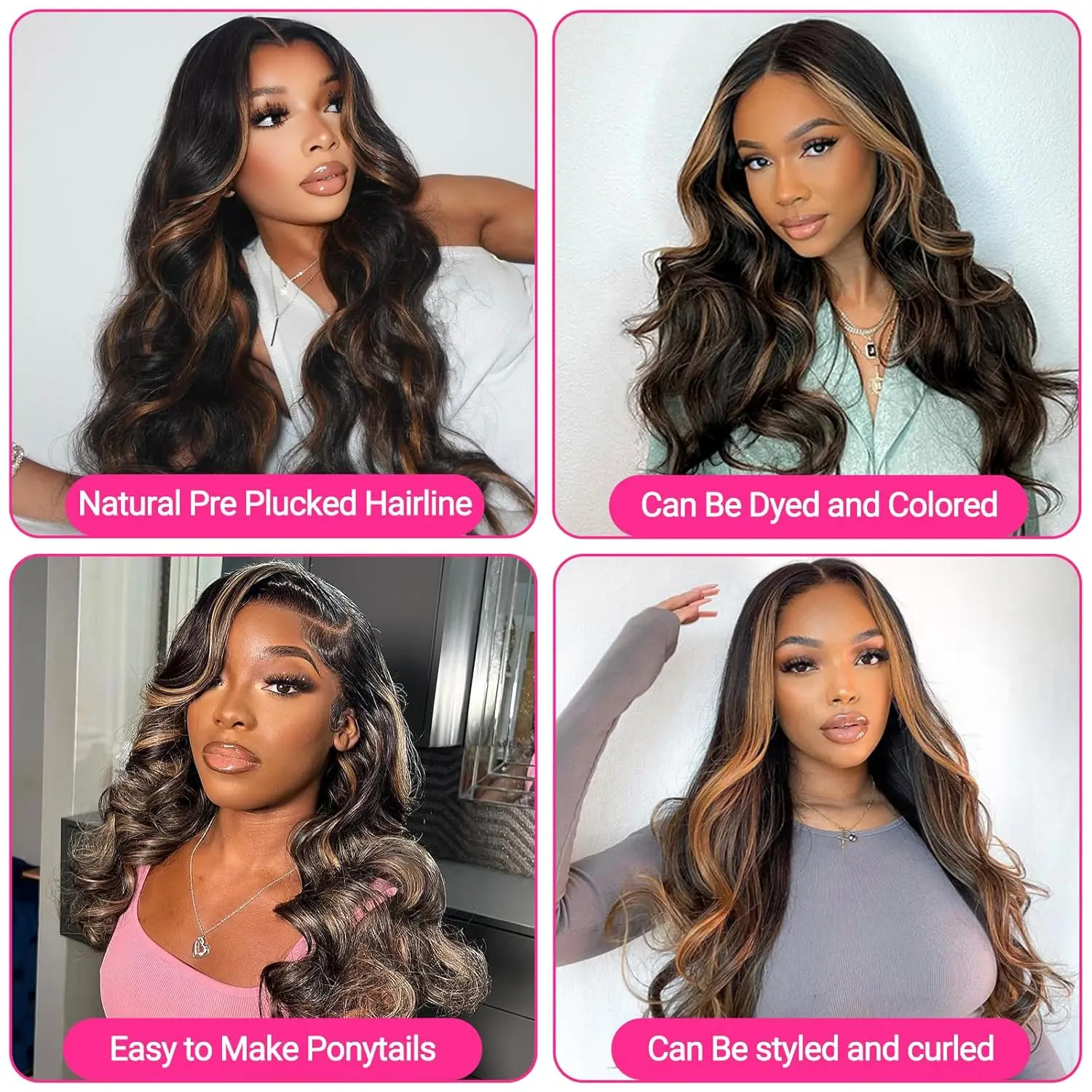 13x6 Hoogtepunt Ombre Kant Frontale Pruik Menselijk haar 1B/30 Body Wave Kanten Voorkant Pruiken 250% Dichtheid HD Transparant voor Vrouwen 30Inch