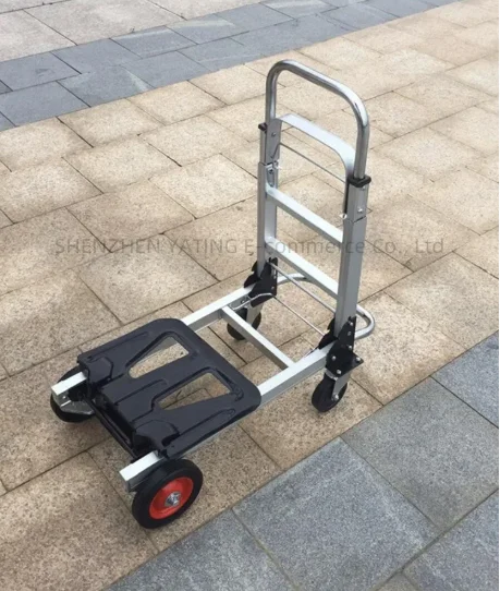 Folding Four-wheel Hand-pulled Luggage Cart Shopping Trailer Express Logistics Trolley All-aluminum Flat Handling Ca