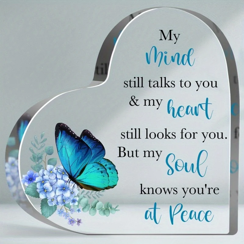 Butterfly Memorial Plaque - Heart Shaped Sympathy Gift for Loss of Loved One