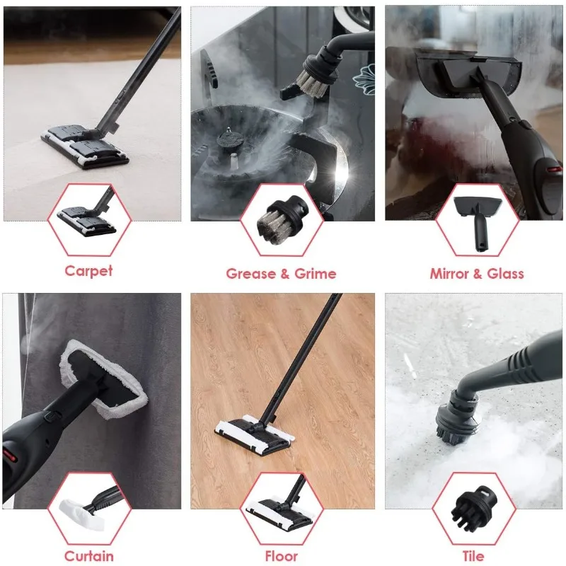 COSTWAY 2000W Multipurpose Steam Cleaner with 19 Accessories, Household Steamer with 1.5L Tank for Cleaning