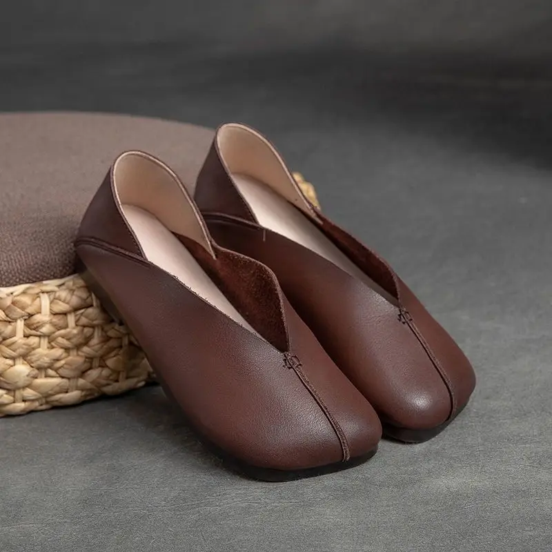 High quality Leather Women Flats Summer Shoes With Slip On Casual Flat Shoes Female Comfortable Moccasins Ballerina Shoes