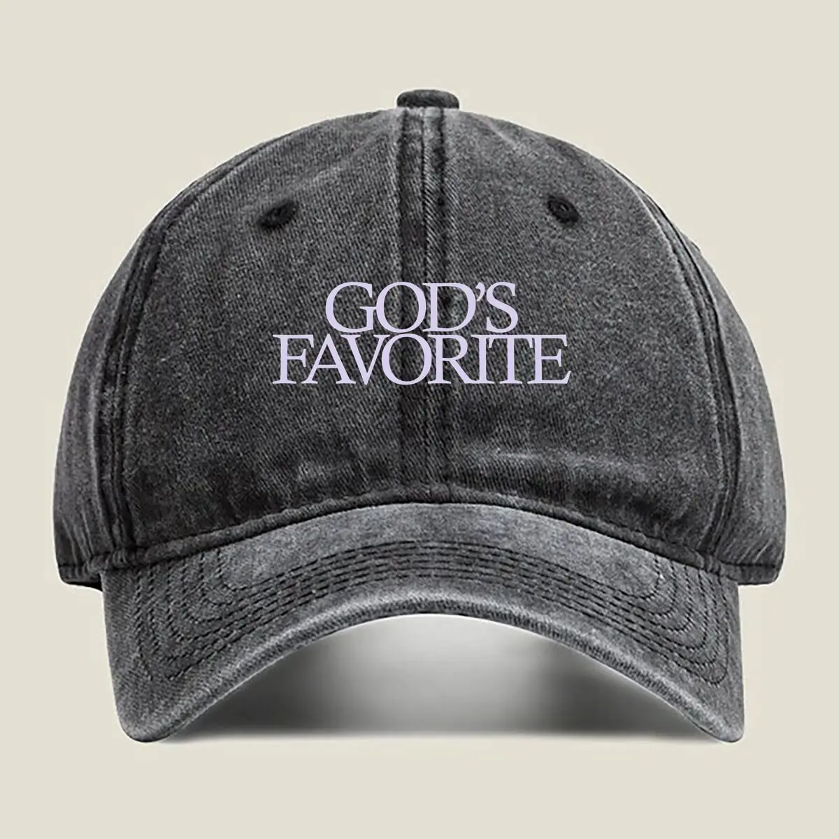 “God’s Favorite” - Bold Text - Themed Design Washed Baseball Cap