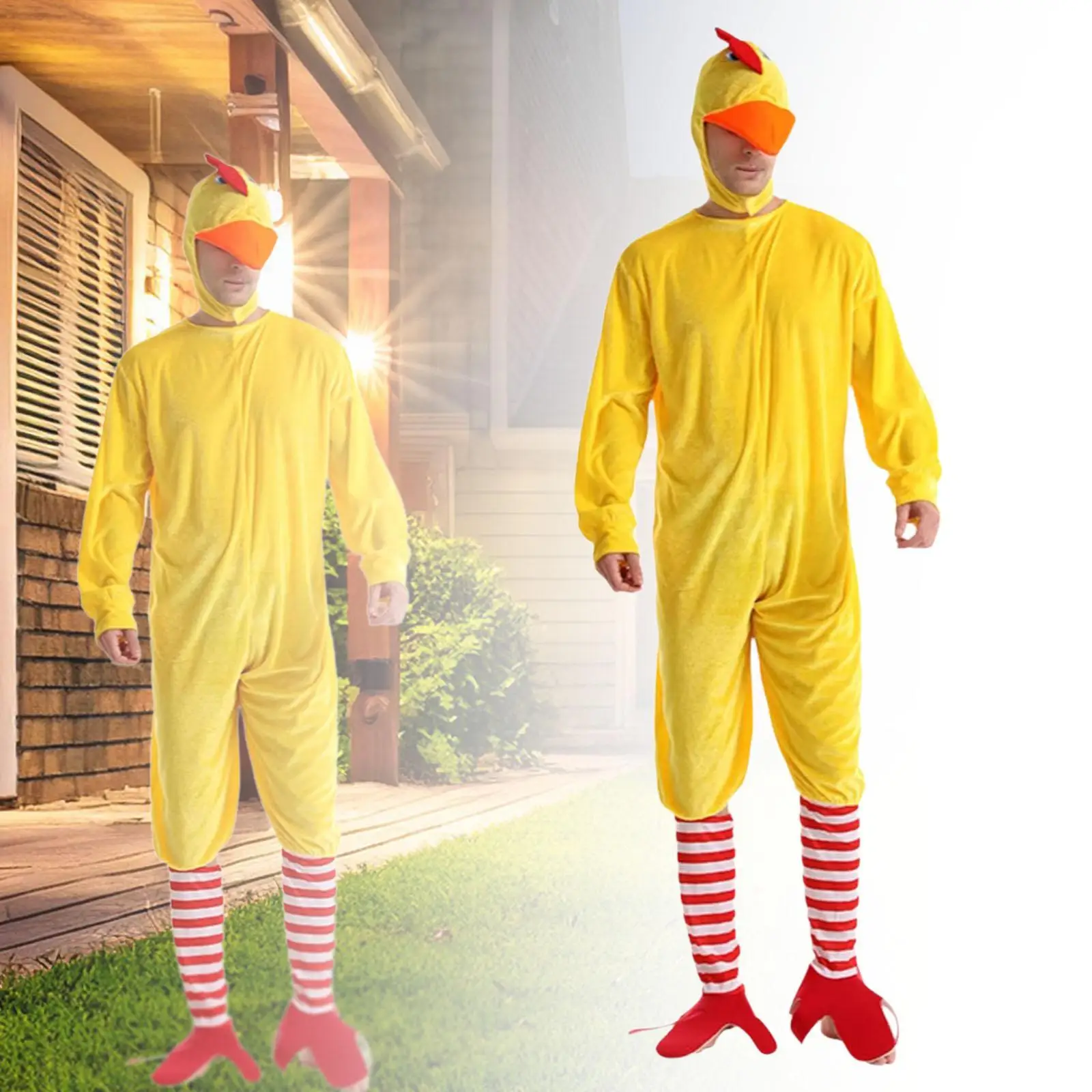 

Men Chicken Cosplay Costume Chicken Jumpsuit for Halloween Role Play Easter