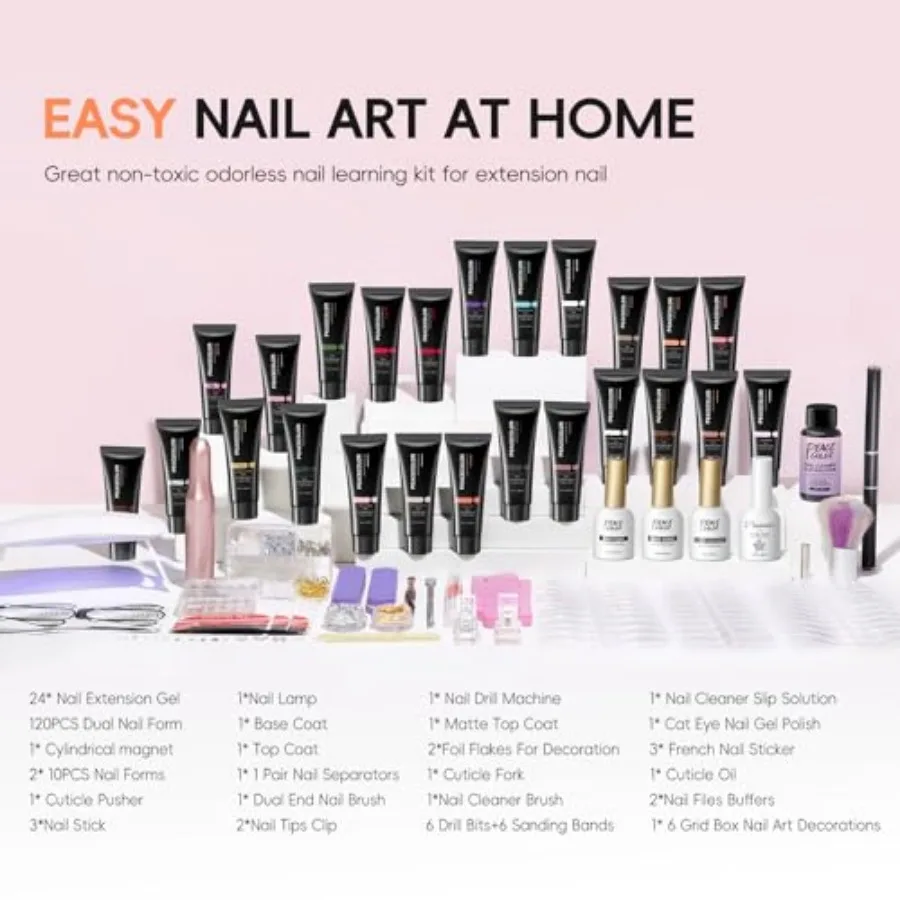 and U V Light 24 Colors Extension Cat Eye Polish Glossy Matte Top Coat Rhinestones Starter Home Salon DIY Gifts for Women