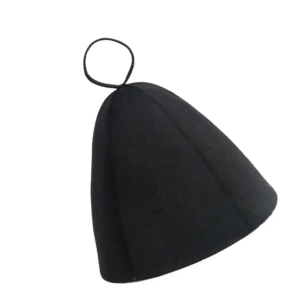 1pc Sauna Hat Black Thicken Wool Felt Bathing Cup Heat Insulating Hair Protection Prevents Drying Spa Sweat Steaming Accessories