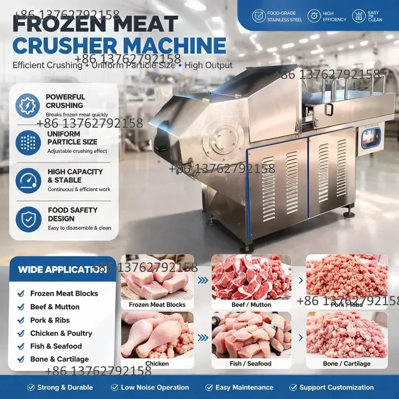 【2026】 High Capacity Frozen Meat Crusher Industrial Frozen Meat Flaker Meat Planing Machine Continuous Feeding No Thawing