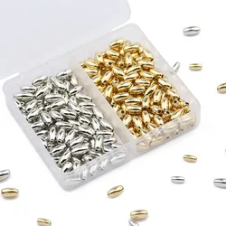 200PCS 3*6/4*8mm Rice Tube Loose Beads CCB Gold Silver Color Spacer DIY Set Box For Making Bracelet Necklace Jewelry Accessories