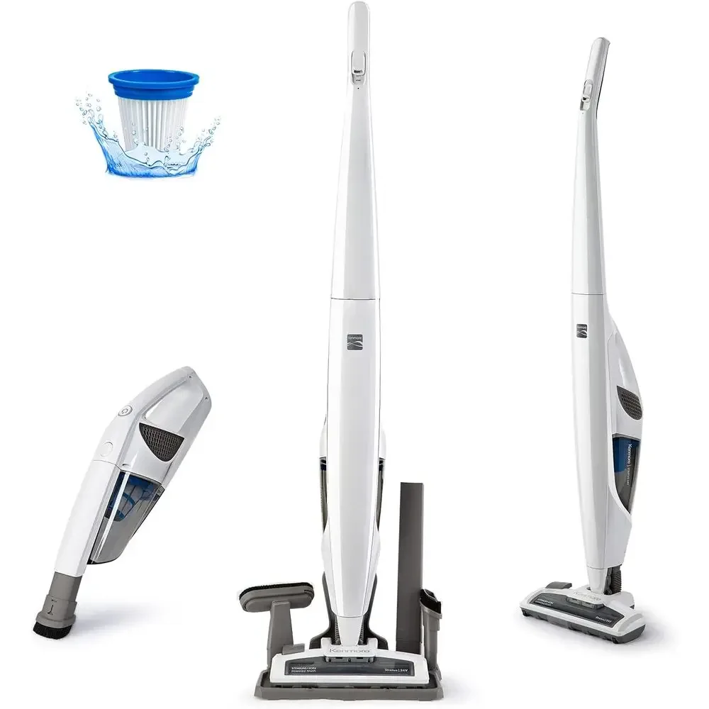 Lightweight 2-Speed Vacuum Cleaner with LED Light, Ideal for Hardwood Floors, Carpets, and Pet Hair Removal, White