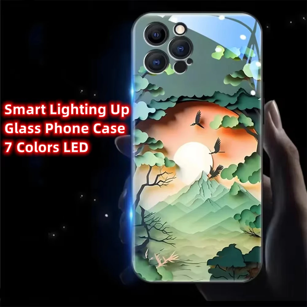 

So Pretty Luminous Forest LED Light Up Glowing Phone Case Back Cover For Samsung S24 S23 S22 S21 S20 FE Note 10 20 Plus Ultra