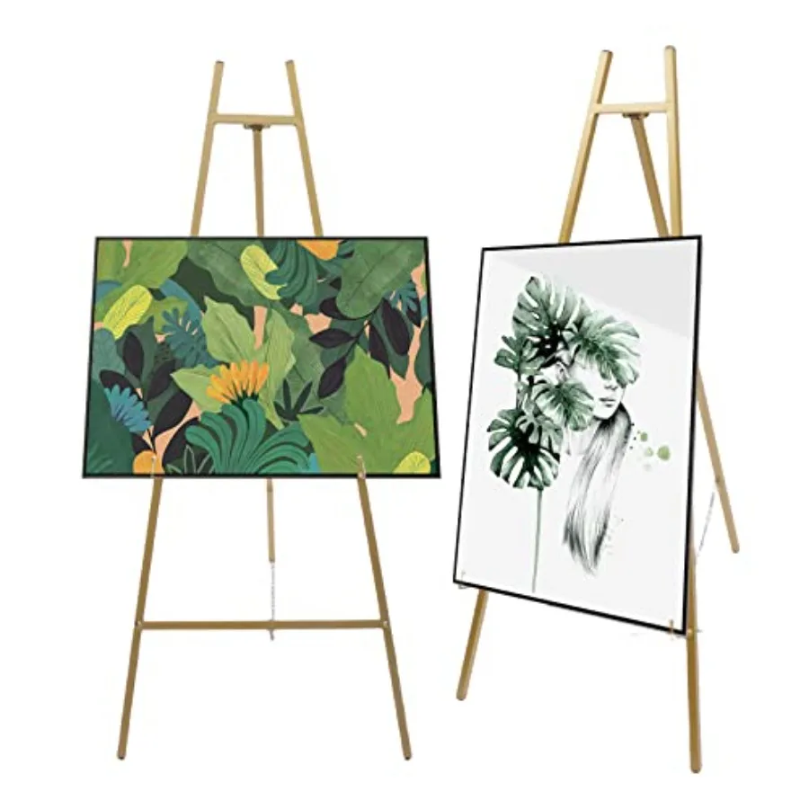

2Pcs 46inch Large Metal Easel Stand for Display Golden Easley Stands for Sign Foldable Adjustable Display Angle Easel for Weddi