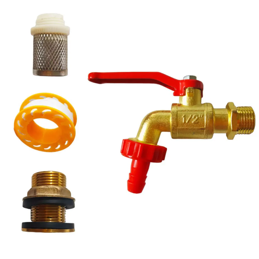 

Комплект латунных кранов для водосборного бака с фильтром и уплотнителями, вход 1/2" OD, выход GHT3/4, герметичный монтажный комплект