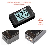 AOKoda AOK-041 1S LiPo Battery Voltage Checker Tester with Micro JST 1.25 JST-PH 2.0 Micro Losi and JST Connector for Tiny Drone