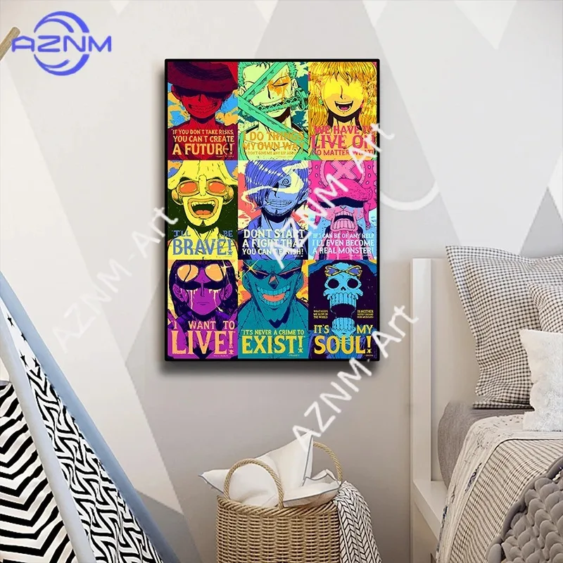 Impresión artística en lienzo sin marco del personaje O-One P-Piece - Decoración de pared HD con temática de anime para dormitorio, sala de estar y espacios de aficionados