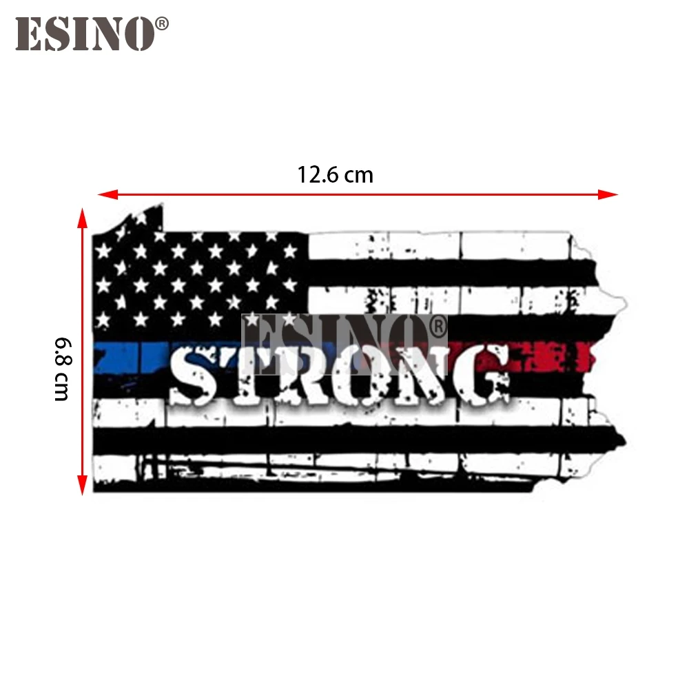 Pennsylvania Strong Thin Blue Red Line USA Flag Car Sticker Waterproof PVC Auto Bumper Window Motorcycle Decal 12.6x6.8cm