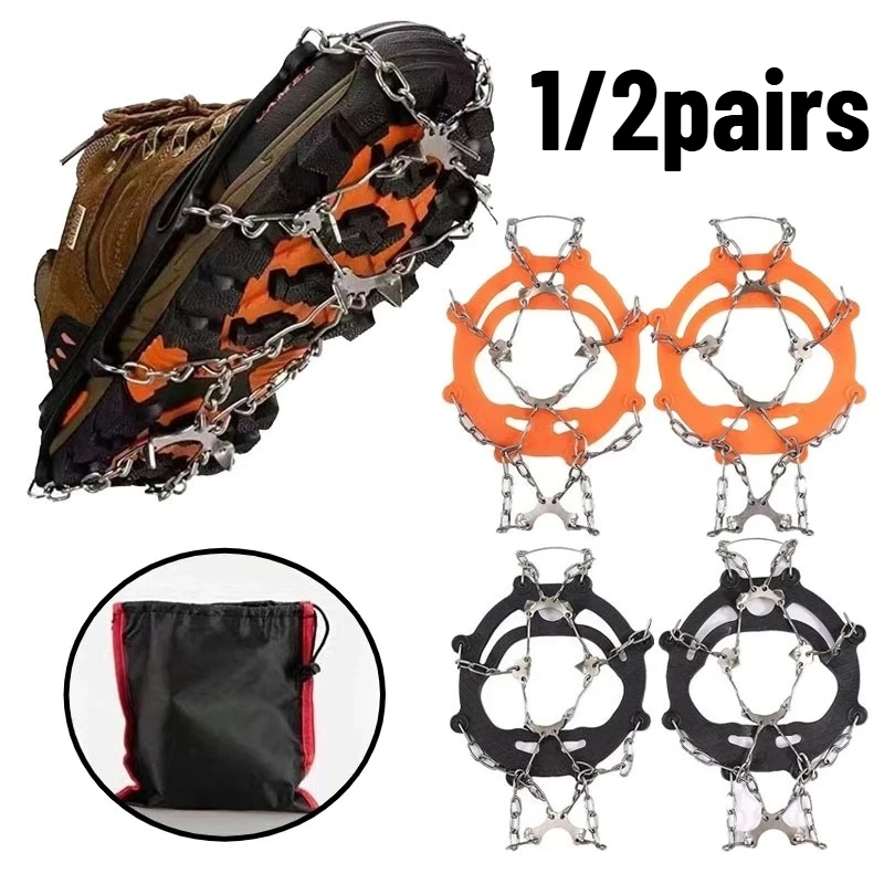 Al aire libre invierno senderismo escalada nieve picos Crampones tacos cadena garras empuñaduras botas cubierta hielo pinza pico para zapatos antideslizante