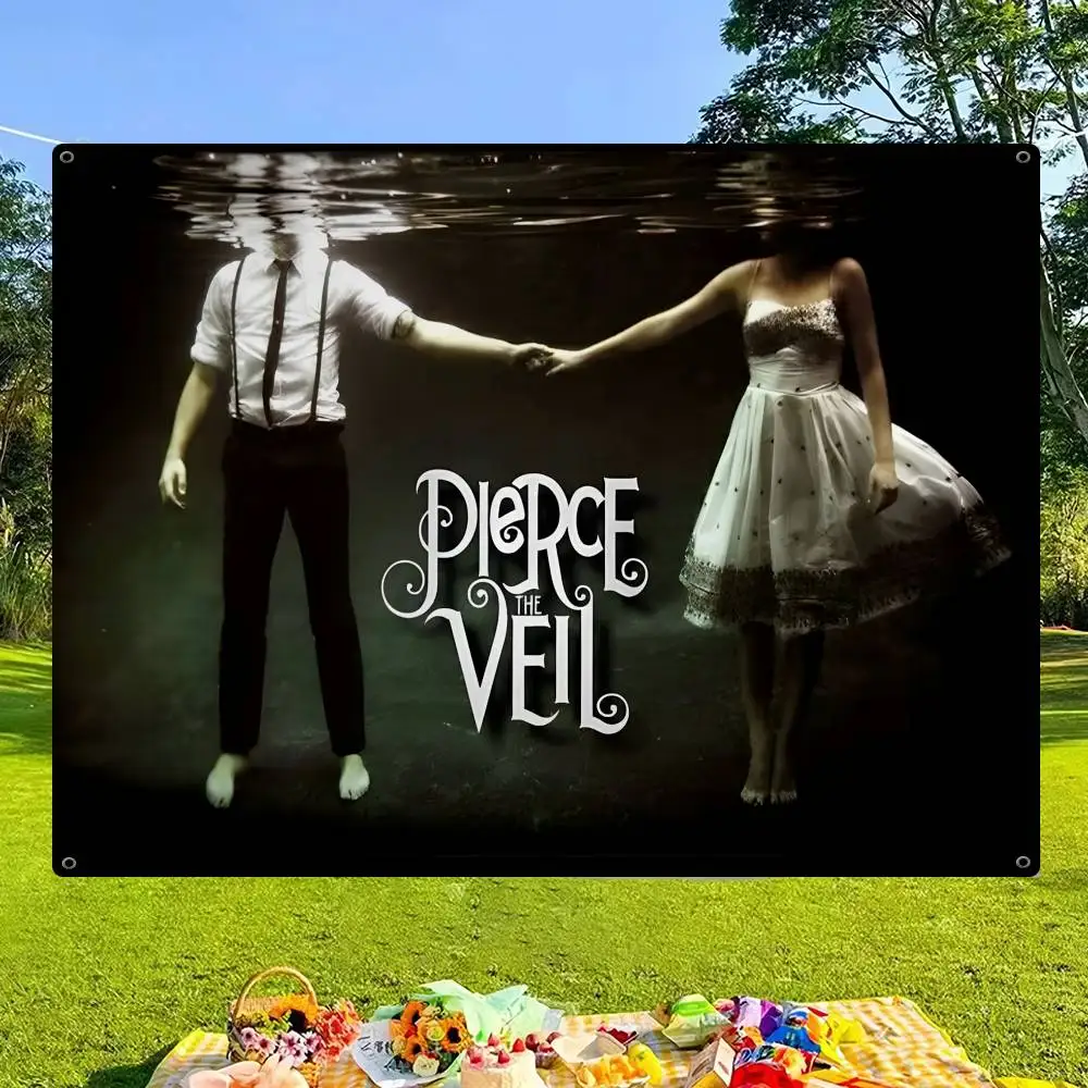 Band Pierce The Veil Band Cartoon Flag Wall Hanging Banner Decoration Household Home Decor