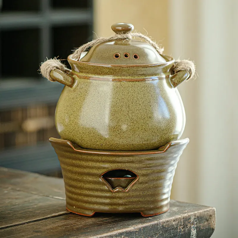 Kuta Yaki Hemp Rope Small Casserole One Person Enjoy Hot Pot Alcohol Stove Base Household Retro Small Soup Pot Hotel