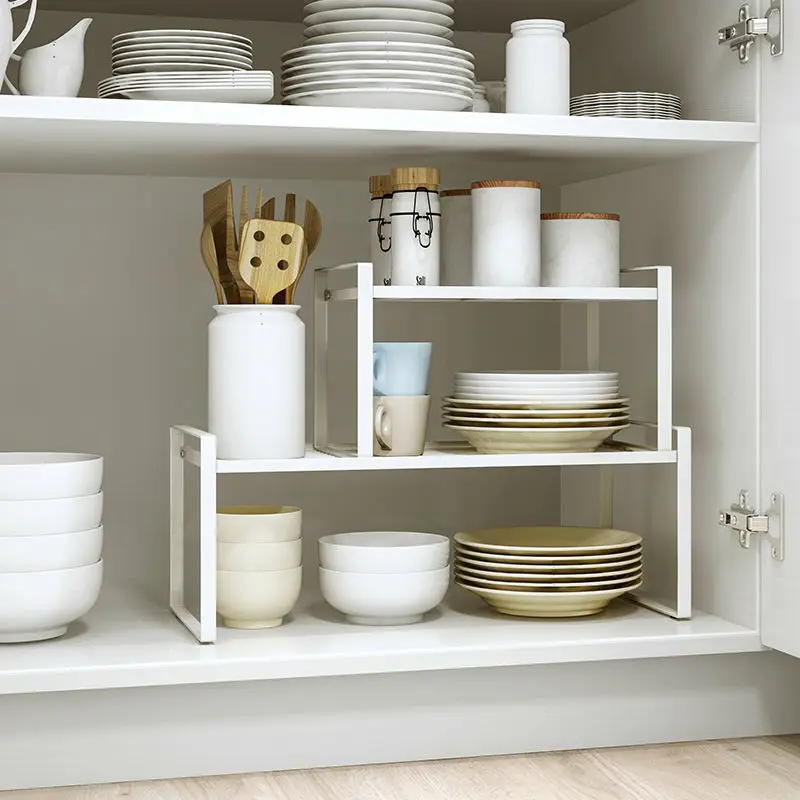 

Kitchen Cabinet Layered Shelf Rack Desktop Storage Cabinet Inner Compartment Divider Under Sink Bowl Rack Put Pot Rack