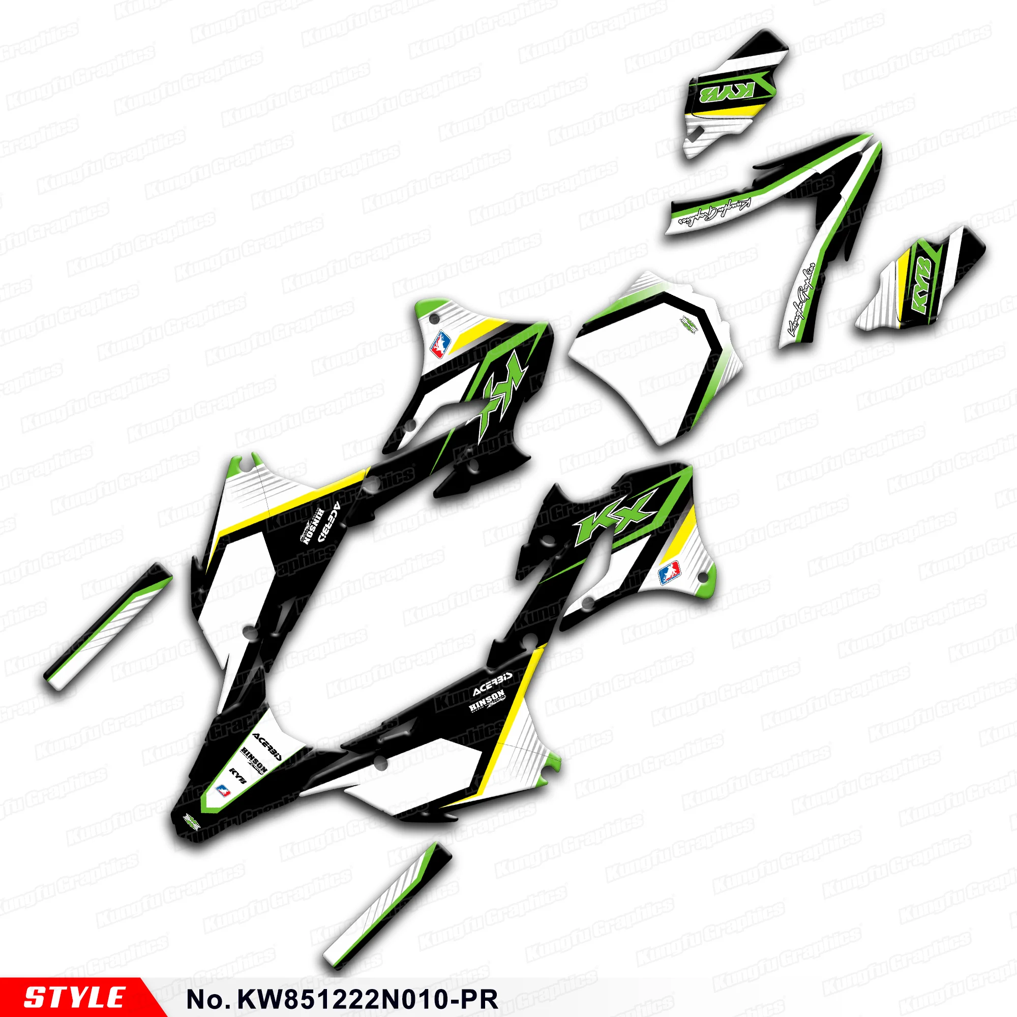 

JY Racing Stickers Set Motorcycle Decals for Kawasaki KX85 KX112 2022 2023 2024 2025, Rebuild Kit, KW851222N010-PR