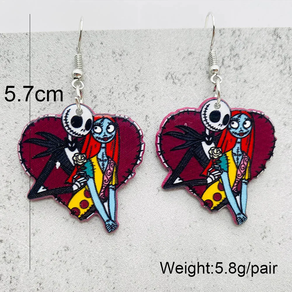 19 kinds of Halloween Acrylic Earrings Christmas Night Horror Movie Cartoon Character Asymmetric Earring for Women Jewelry