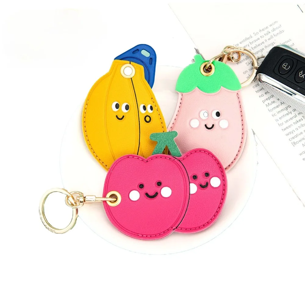 Cute Cartoon Vegetable and Fruit Pattern Leather Keychain Car Bag Personalized Pendant Creative Accessories