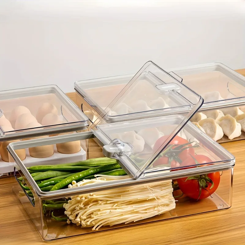 

Kitchen Refrigerator Egg Storage Box Drawer Type Food Container Fridge Organizer Shelf PlasticTray Holder Case Fresh Keeping Bin
