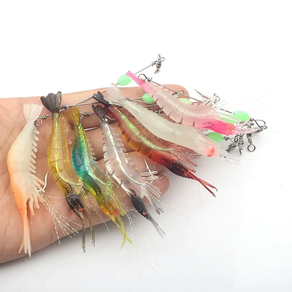 

Artificial Luminous Shrimp Soft Lure Silicone Bait With Hook Swivels Sabikis Rig Silicone Carp Fishing Tackle Accessories