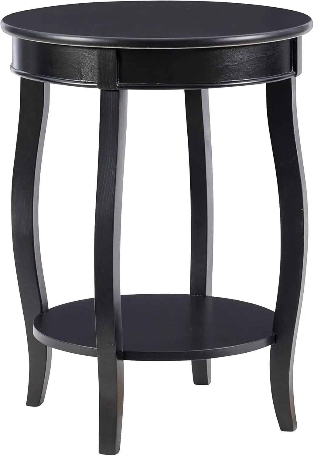 

Furniture Round Table with Shelf, Black