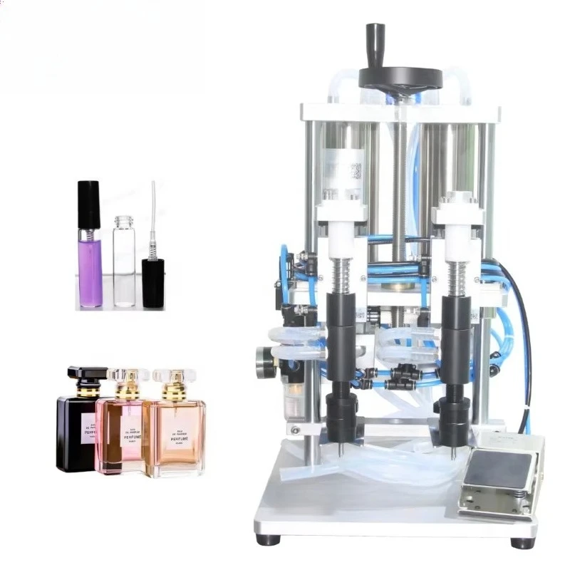 Desktop Pneumatic Liquid Vacuum Distributor Bottle Filler 2 Head Perfume Filling Machine