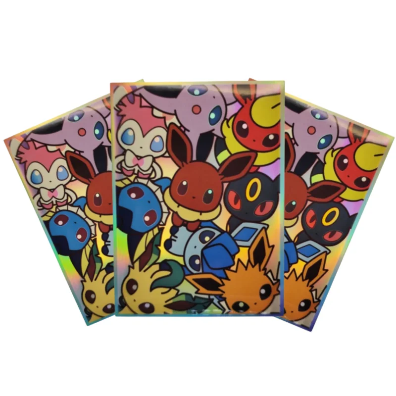 60 pz/set Pokemon Card Sleeves Mimikyu Eevee Jigglypuff sylvion Anime Gaeme giocattolo fai da te PTCG olografico Protector Film Album Binder