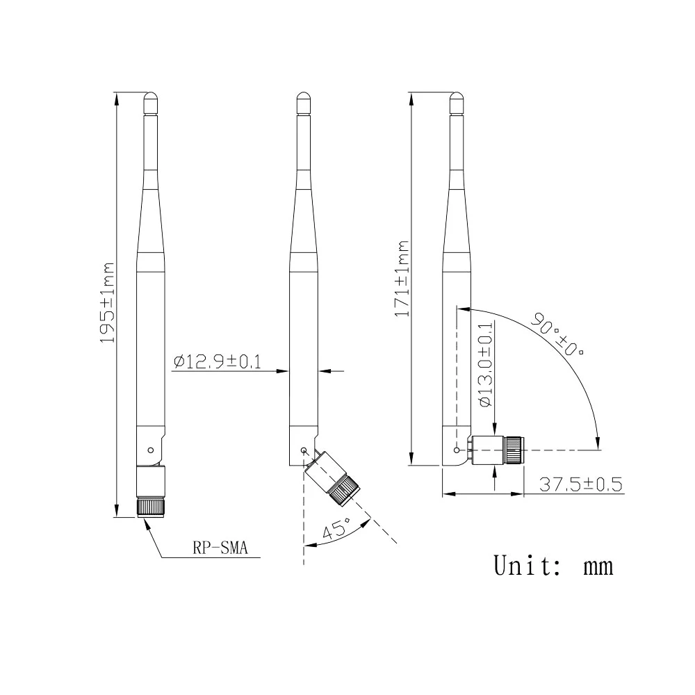 Antenne intérieure en caoutchouc Omni LoRa, antenne SMA mâle, 868MHz