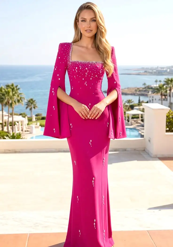 hot pink long sleeve dresses Formal Hot Pink Maxi Dress Formal -AliExpress smarttag_last_chance