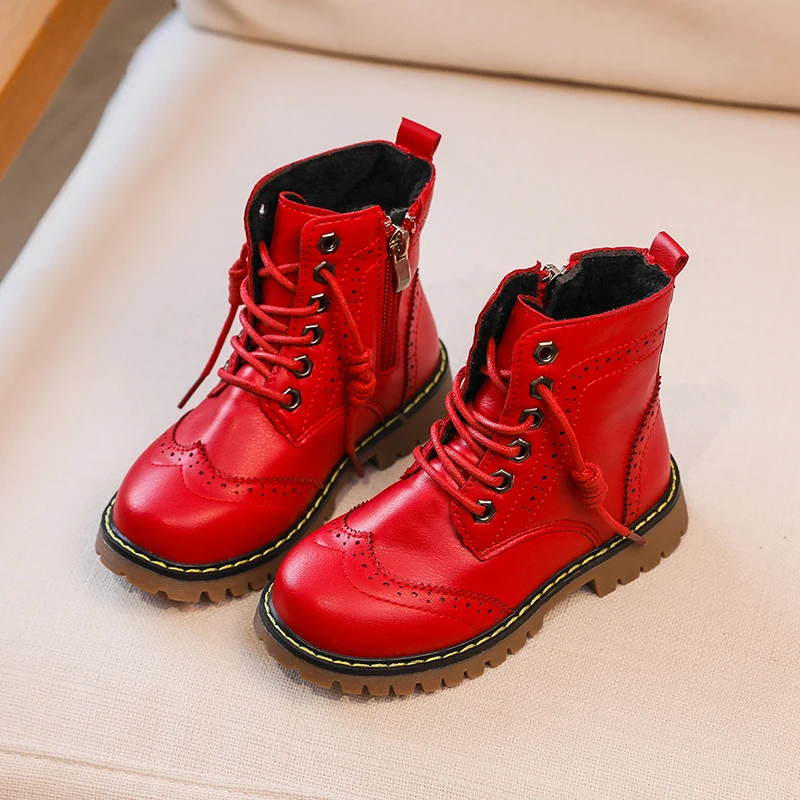 

2025 Autumn Winter Children Boots Boys Girls Short Boots Toddler Fashion Leather Shoes England Style Soft Bottom Boots