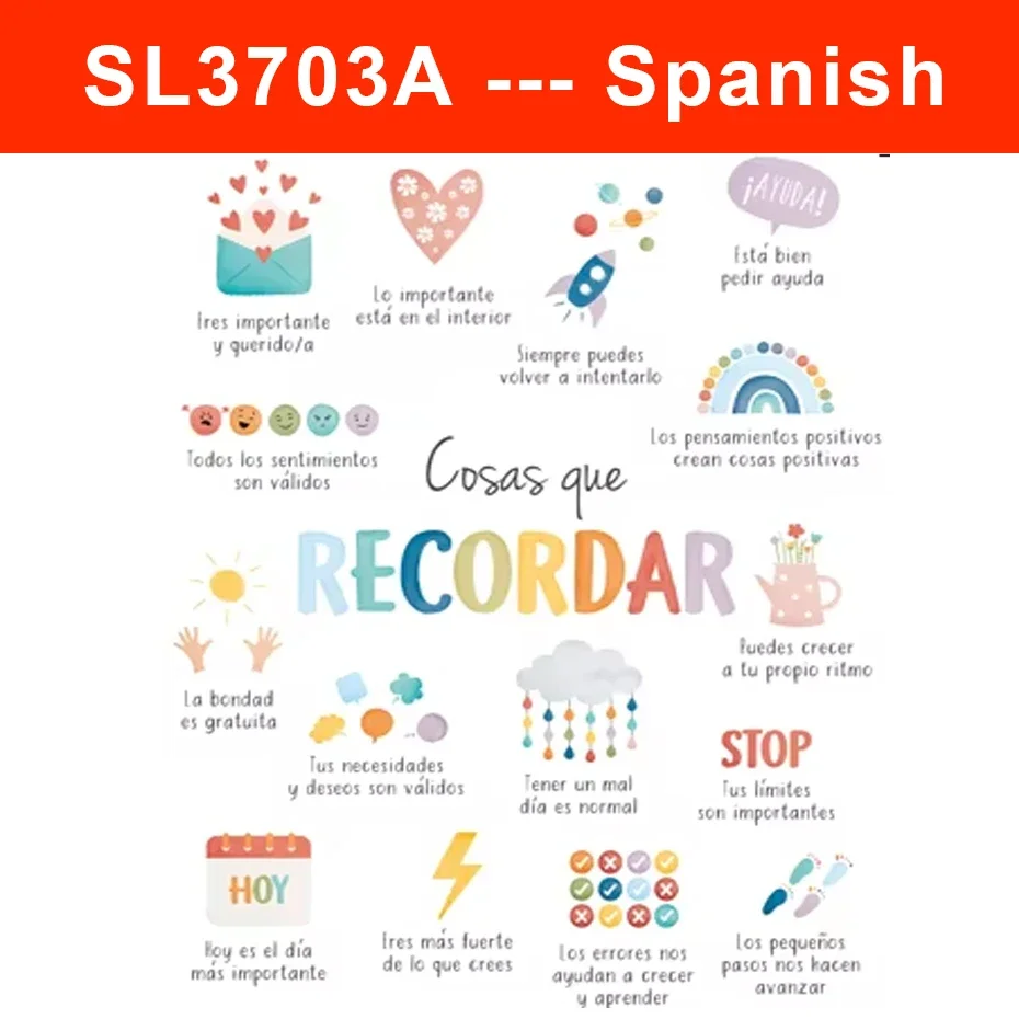 Spanish English Bilingual Wall Decal for Childrens Spaces Featuring Calming Animal Cartoon Design Ideal for Nursery Playroom or
